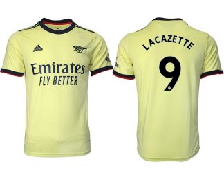 FC Arsenal Auswärts Fußball Trikot 2022 Gelb mit Aufdruck Lacazette 9