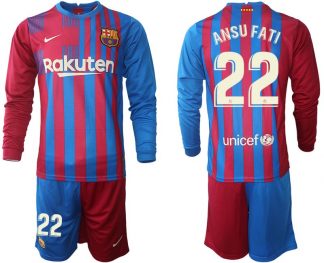 FC Barcelona Samuel Umtiti23# Herren Home Fußballtrikot Langarm + Kurze Hosen