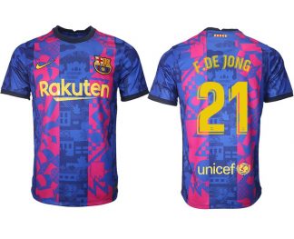 FC Barcelona Herren Drittes Trikot 21/22 dunkelblau/gelb mit Aufdruck F.DE JONG 21