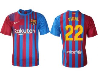 FC Barcelona Herren Heimtrikot 21/22 blau/rot mit VIDAL 22 Individualdruck gelb