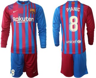 FC Barcelona Herren Heimtrikot 21/22 Miralem Pjanic 8# Langarm + Kurze Hosen