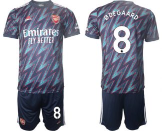 Herren Ausweichtrikot 3rd FC Arsenal 2022 ØDEGAARD 8# blau/rot + Kurze Hosen