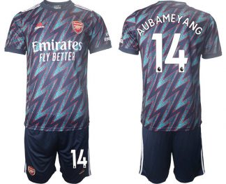 Herren Ausweichtrikot FC Arsenal 2022 AUBAMEYANG 14# blau + Kurze Hosen