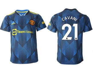 Manchester United Ausweichtrikot 2022 blau mit Aufdruck Cavani 21