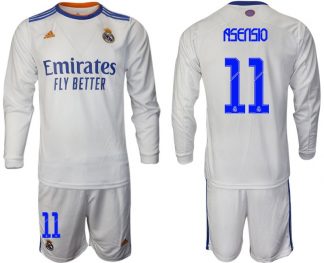 Real Madrid Heimtrikot 2022 weiß Langarm Trikotsatz mit Aufdruck Asensio 11