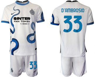 Inter Mailand Stadium Auswärtstrikot 2022 weiß/blau mit Aufdruck D’Ambrosio 33