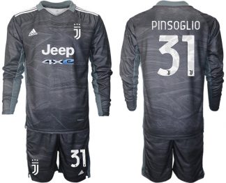 Juventus Torwart Trikot Pinsoglio 31# Günstige Schwarz Langarm + Kurze Hosen