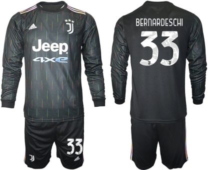 Juventus Turin Herren Auswärts Trikot 2021/22 schwarz/weiß mit Aufdruck Bernardeschi 33