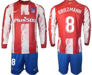 Langarm Fußballtrikots Atlético Madrid 2022 Heimtrikot mit Aufdruck GRIEZMANN 8