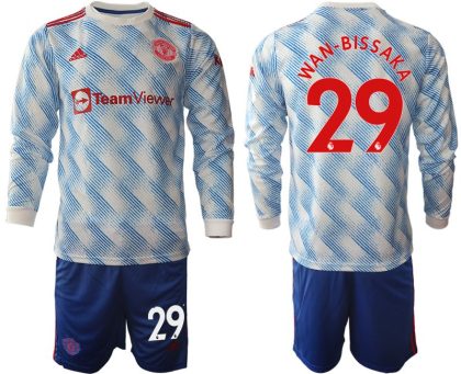 Langarmtrikot Manchester United Auswärtstrikot 2021/22 Trikotsatz mit Aufdruck Wan-Bissaka 29