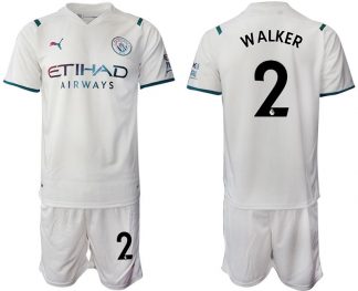 Manchester City Auswärtstrikot 2022 weiß/hellblau mit Aufdruck Walker 2