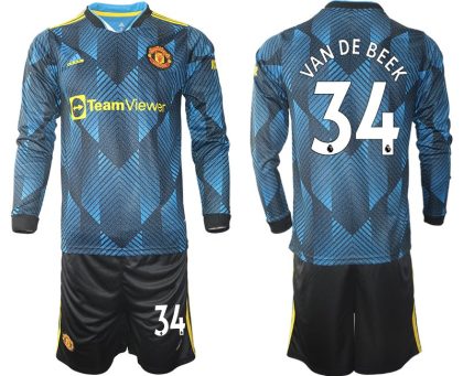 Manchester United Ausweichtrikot 2021/22 Langarm Trikotsatz mit Aufdruck VAN DE BEEK 34