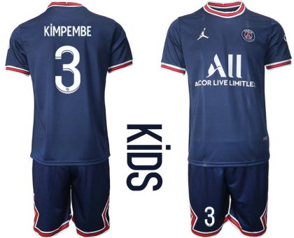 Paris Saint Germain PSG Heimtrikot 2021/22 für Kinder in blau mit Aufdruck Kimpembe 3