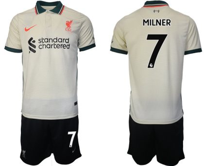 Personalisierbar FC Liverpool Auswärtstrikot 2021/22 beige mit Aufdruck MILNER 7