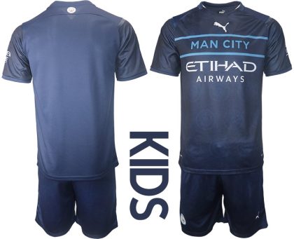 Trikotsatz Manchester City Ausweichtrikot 2021/22 Dunkelblau für Kinder 3rd Shirt Kids