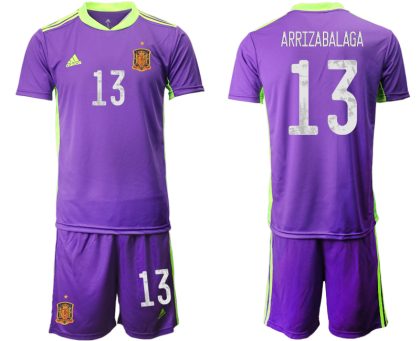 Spanien Nationaltrikot Lila Kurzarm + Kurze Hosen ARRIZABALAGA 13