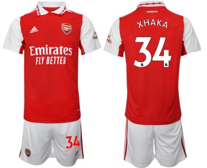 Arsenal 2022/23 Heimtrikot für Herren rot-weiß Trikotsatz Kurzarm + Kurze Hosen XHAKA 34