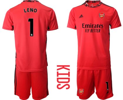 Kinder FC Arsenal Torwart Trikot rot Trikotsatz Kurzarm + Kurze Hosen LENO #1