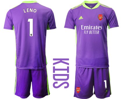 Kinder FC Arsenal Torwarttrikot lila Trikotsatz Kurzarm Fussballtrikots Günstig LENO #1