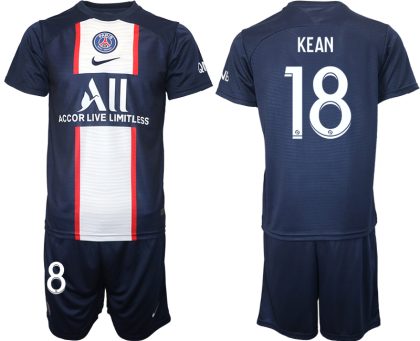 Trikotsatz Paris Saint Germain Heimtrikot 2022/23 blau mit Aufdruck KEAN 18