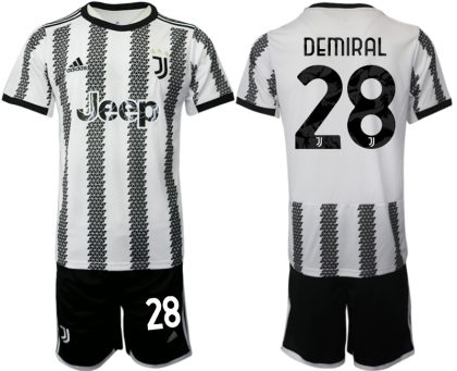 Fussballtrikots Günstig Juventus 2022-23 Heimtrikot Schwarz Weiß Kurzarm + Kurze Hosen DEMIRAL 28