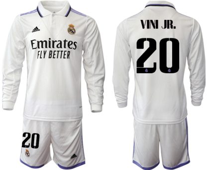 Herren Günstig Real Madrid Trikots 2022-23 Heimtrikot Weiß Fußballtrikots Set VINI JR.20