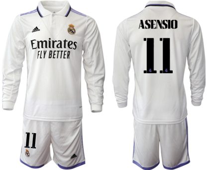 Herren Real Madrid Trikots 2022-23 Heimtrikot Weiß Fußballtrikots Set ASENSIO 11