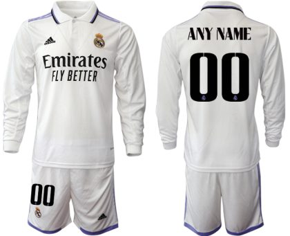 Herren Real Madrid Trikots 2022-23 Heimtrikot Weiß Langarm + Kurze Hosen