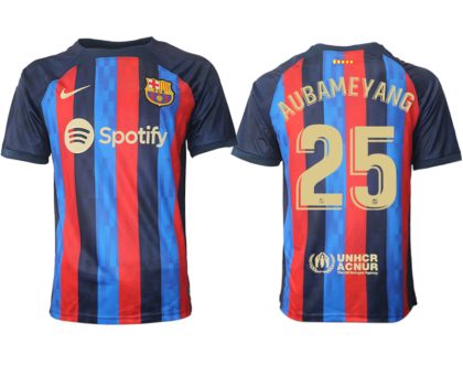 AUBAMEYANG 25 FC Barcelona 2022/23 Home Kit Heimtrikot Kurzarm für Herren