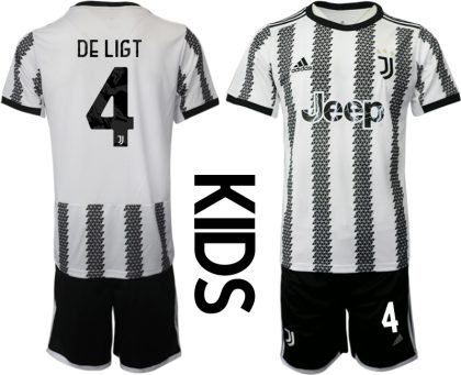 Kinderheim Juventus FC 2022-23 Trikot Deutschland Schwarz Weiß Trikotsatz DE LIGT 4