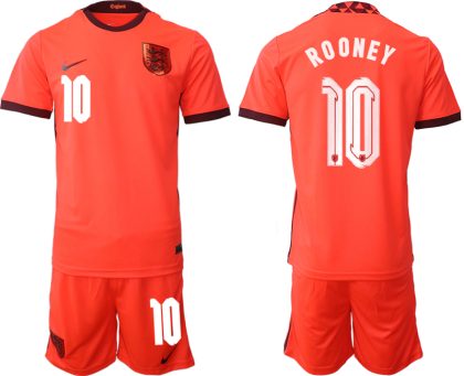 England Trikot Away Frauen EM 2022 Orange Trikotsatz Kurzarm + Kurze Hosen ROONEY 10