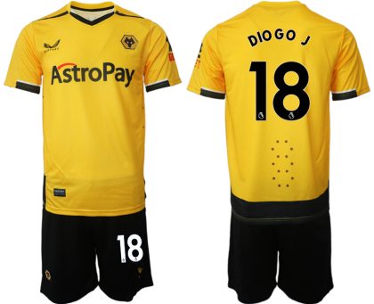 Herren Castore Wolverhampton Wanderers F.C. 2022-23 Heimtrikot Gelb Kurzarm + Kurze Hosen DIOGO J 18