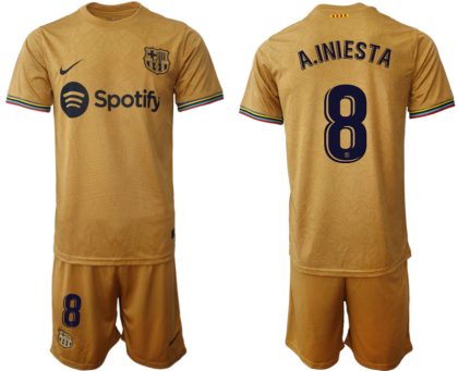 Herren FC Barcelona 2022-23 Auswärtstrikot goldene Away Shirt Fußballtrikots A.INIESTA 8