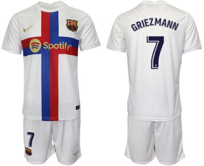 Herren FC Barcelona 2022/23 Ausweichtrikot weiß Fußballtrikots mit Aufdruck GRIEZMANN 7