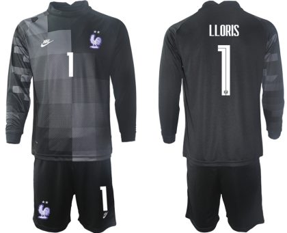 LLORIS 1 Frankreich Trikot WM 2022 Torwarttrikot schwarz Trikotsatz Langarm + Kurze Hosen