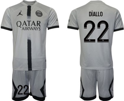 Fußballtrikot für Herren Paris Saint-Germain 22-23 Auswärtstrikot Graue DiALLO 22