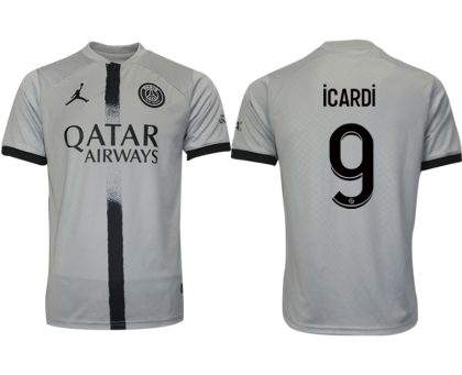 Fußballtrikot für Herren Paris Saint Germain PSG Auswärtstrikot 2022/23 Grau iCARDi 9