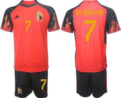 Herren Belgien WM 2022 Heimtrikot rot schwarz Trikotsatz Online Kaufen DE BRUYNE 7