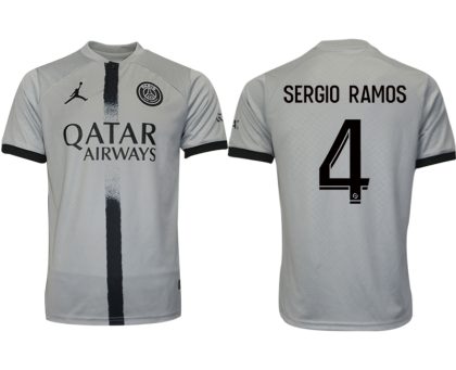 Herren Paris Saint Germain PSG Auswärtstrikot 2022/23 Grau Neuen Fussballtrikots SERGIO RAMOS 4