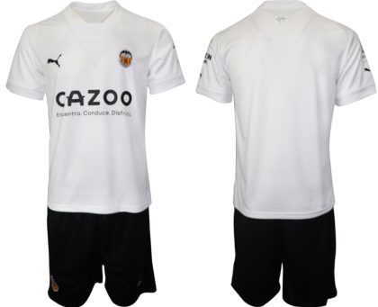 Valencia CF 2022-23 Herren Heimtrikot Weiß Kurzarm + schwarz Kurze Hosen