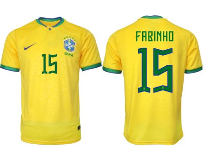 FABINHO #15 Brasilien FIFA WM Katar 2022 Heimtrikot gelb Kurzarm Fußballtrikot Herren Sale