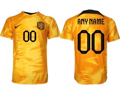 Niederlande Heimtrikot WM 2022 Orange Kurzarm Anpassbare Name und Nummer