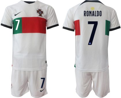 Fußballtrikot für Herren Portugal WM 2022 Auswärtstrikot Trikotsatz mit Namen RONALDO 7