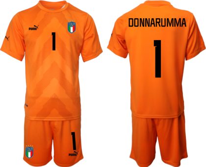 Günstig Italien Torwarttrikot Fußball WM 2022 Orange Trikotsatz mit Aufdruck DONNARUMMA 1