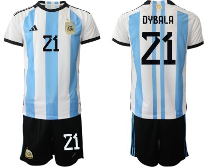 Herren Argentinien Fußball-WM 2022 World Cup Heimtrikots mit Aufdruck DYBALA 21