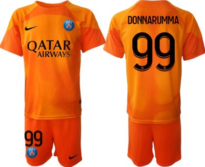 Herren Paris Saint Germain PSG Torwarttrikot 2023 orange Kurzarm Trikotsatz DONNARUMMA 99