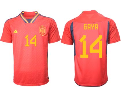 Herren Spanien FIFA WM Katar 2022 Heimtrikot Teampower Rot Kurzarm Trikotsatz GAYA 14