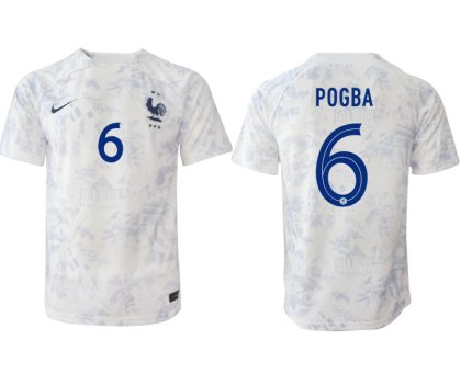 Neuen Herren Frankreich Trikot Fußball WM 2022-23 Auswärtstrikot weiß Kurzarm POGBA 6