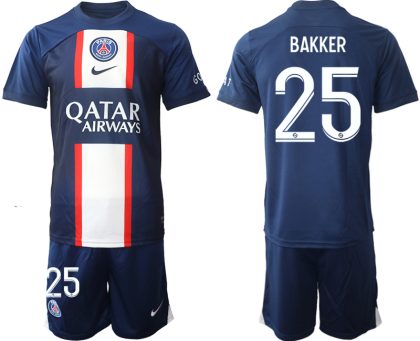 Neuen Herren Paris Saint Germain PSG 2022-23 Heimtrikot blau mit Aufdruck BAKKER 25