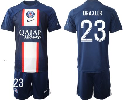 Neuen Herren Paris Saint Germain PSG 2022-23 Heimtrikot blau mit Aufdruck DRAXLER 23